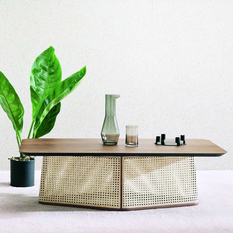 Modern Design Outdoor Big Size Coffee Table Set Garden Rattan Tea Table