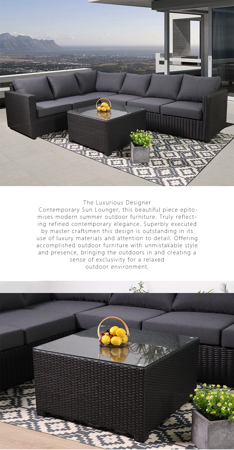 Foshan Manufacturer Rattan Garden Corner Sale Modern Modular Lounge Outdoor Sofa Set
