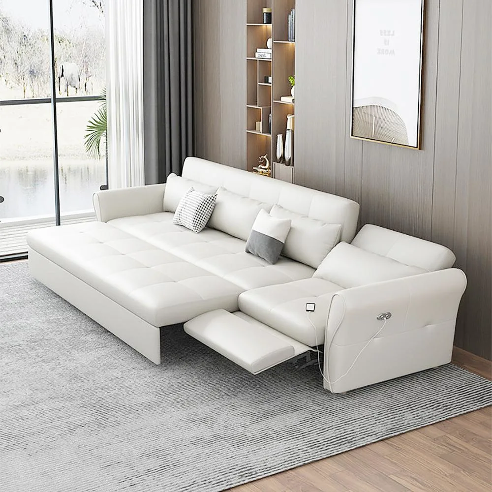 Nova Modern Living Room Furniture 3 Seater Sectional Sofa Leather Divan Storage Sofa Beds Multi Function Couch Sofas with USB Ports