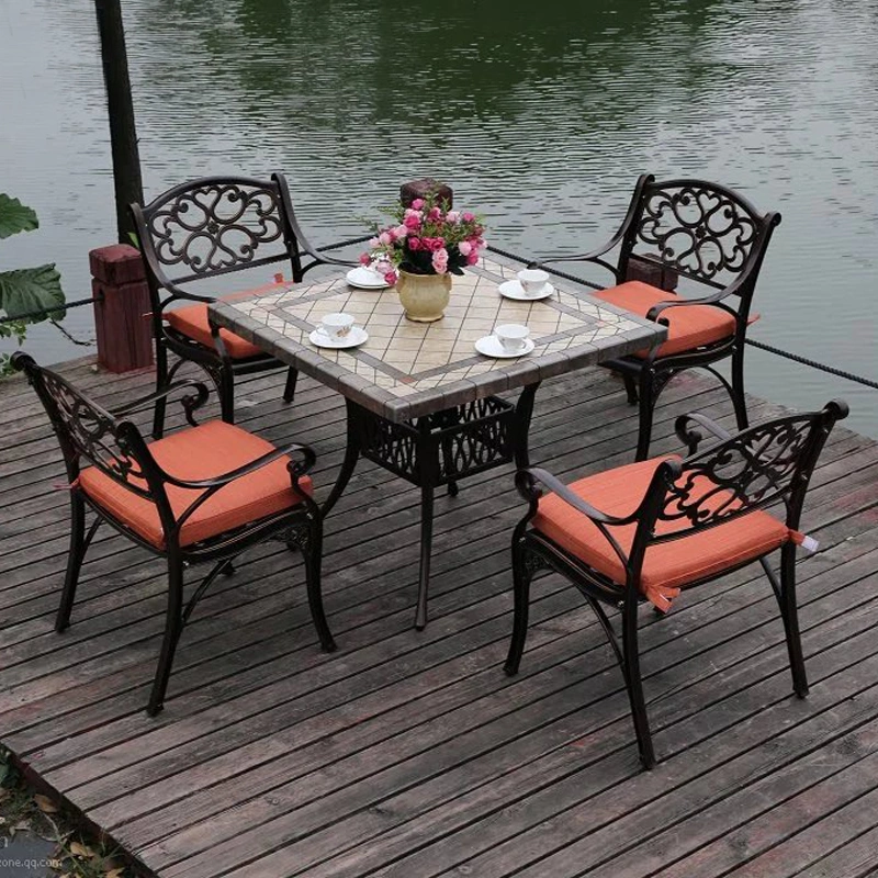 Outdoor Bistro Sets Metal Patio Chair Set Furniture Cast Antique Outdoor Cast Aluminum Garden Patio Table and Chair Set