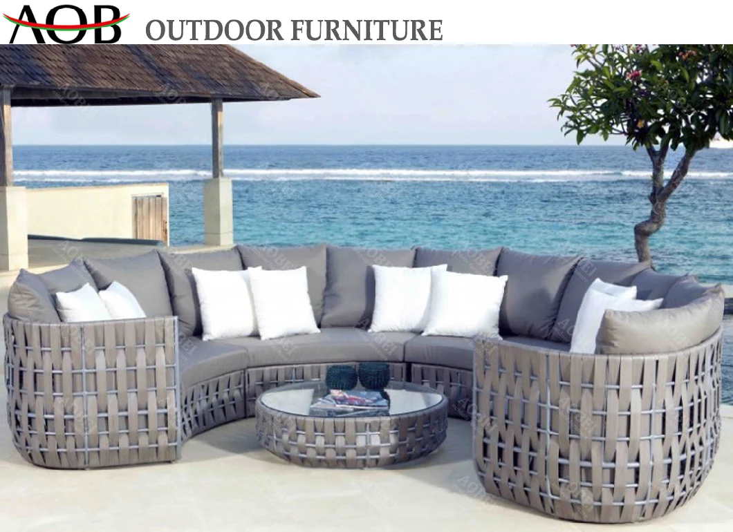 Commercial Grade Outdoor Sofa Set Round Coffee Table Lounge Chair Sofa