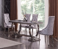 Marble Top with Stainless Steel Legs Dining Table Furniture with Popular Dining Chair