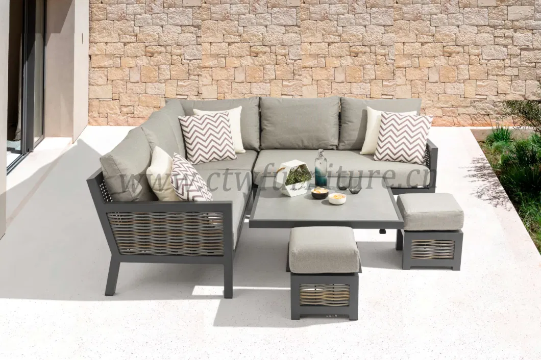 Luxury Backyard Balcony Rattan Cane Wicker Outdoor Couch Lounge Patio Furniture Sofa