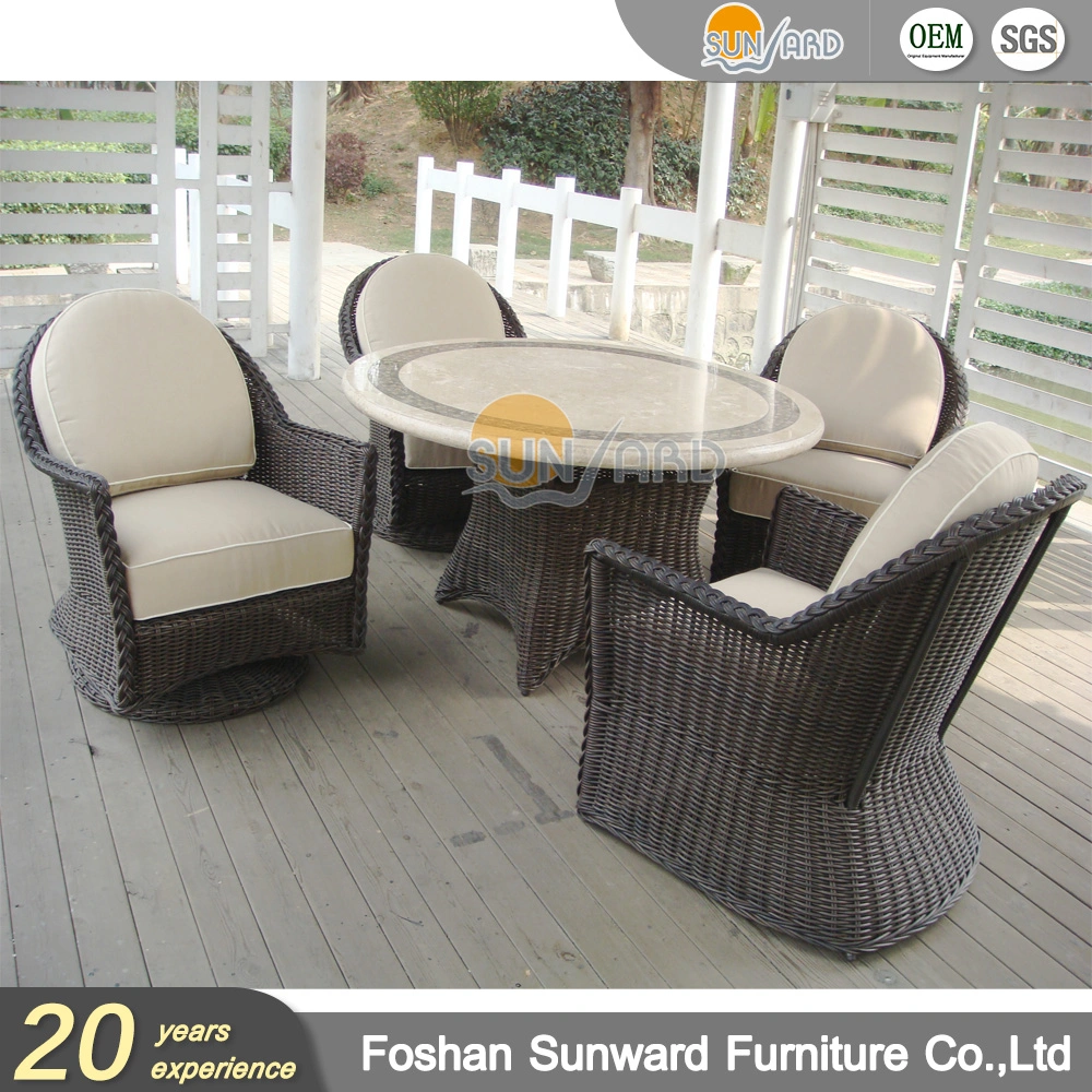 Luxury Patio Us Style Aluminum Wicker Rattan Leisure Dining Set Restaurant Home Table and Chairs Hotel Outdoor Garden Dining Furniture
