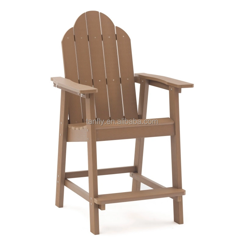 Outdoor Patio Furniture HIPS Plastic Wood Balcony Pub Height Bistro Bar Stool Set with Connect Board