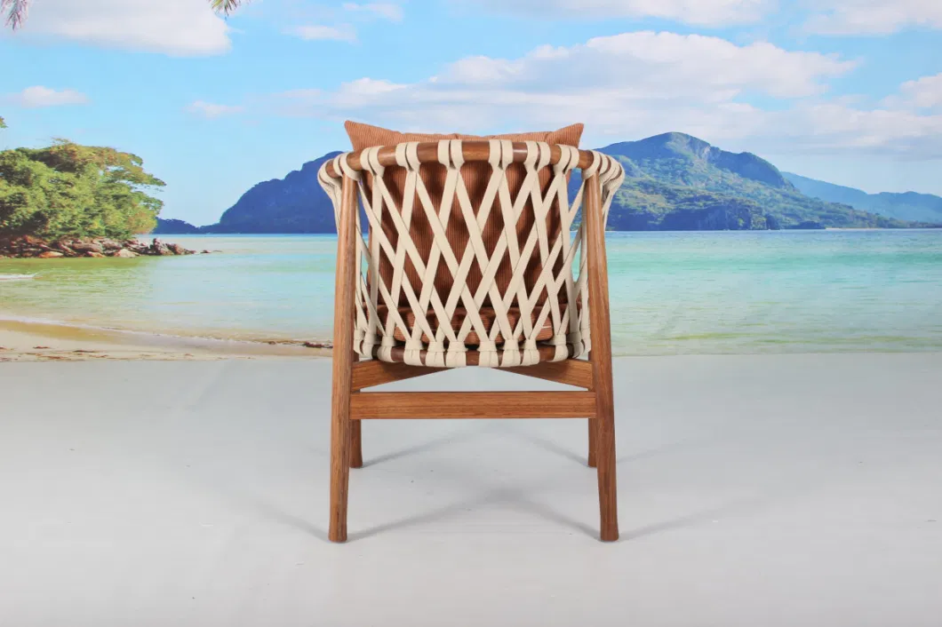 Luxury Patio Hotel Villa Outdoor Furniture Teak Wood Dining Chairs Set