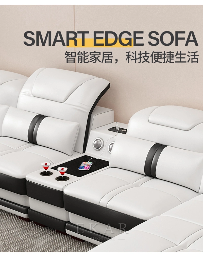 Fashion Design Top Grain Genuine Leather L Shaped Corner Sofa Set Sectionals Sofa Set 7 Seater Smart Sofa
