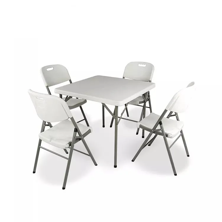 Outdoor Camping Square Dining Table White Plastic Folding Foldable Tables and Chairs Sets for Events Wedding Party