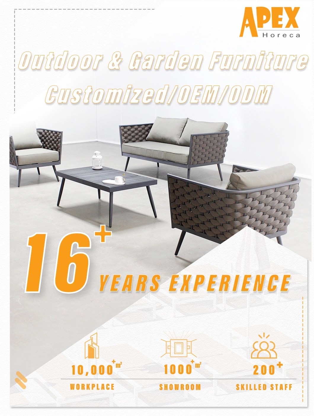 Modern Casual Design Outdoor Garden Furniture Aluminum Rope Sofa Set