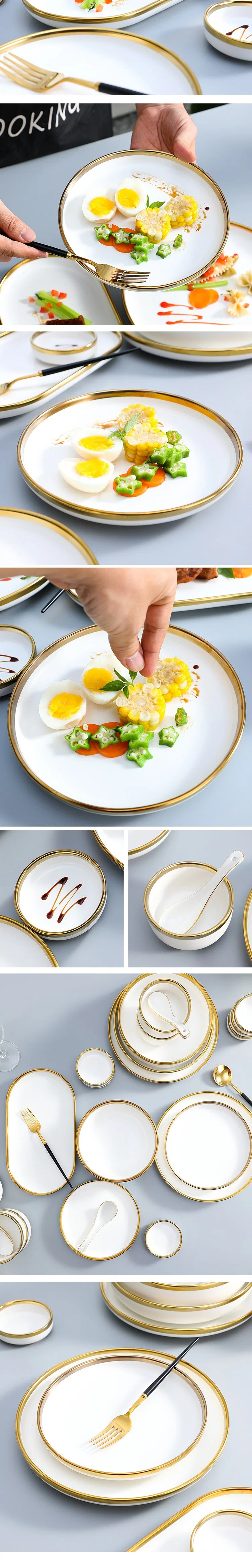 Luxury Plate Rustic Stoneware Reactive Glaze Dinner Set Ceramic Dinnerware Sets
