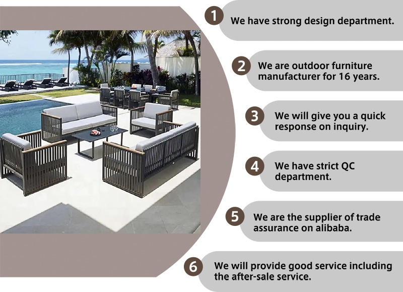 Factory Wholesale Aluminum Outdoor Beach Waterproof Sofa Garden Sectional Furniture Set