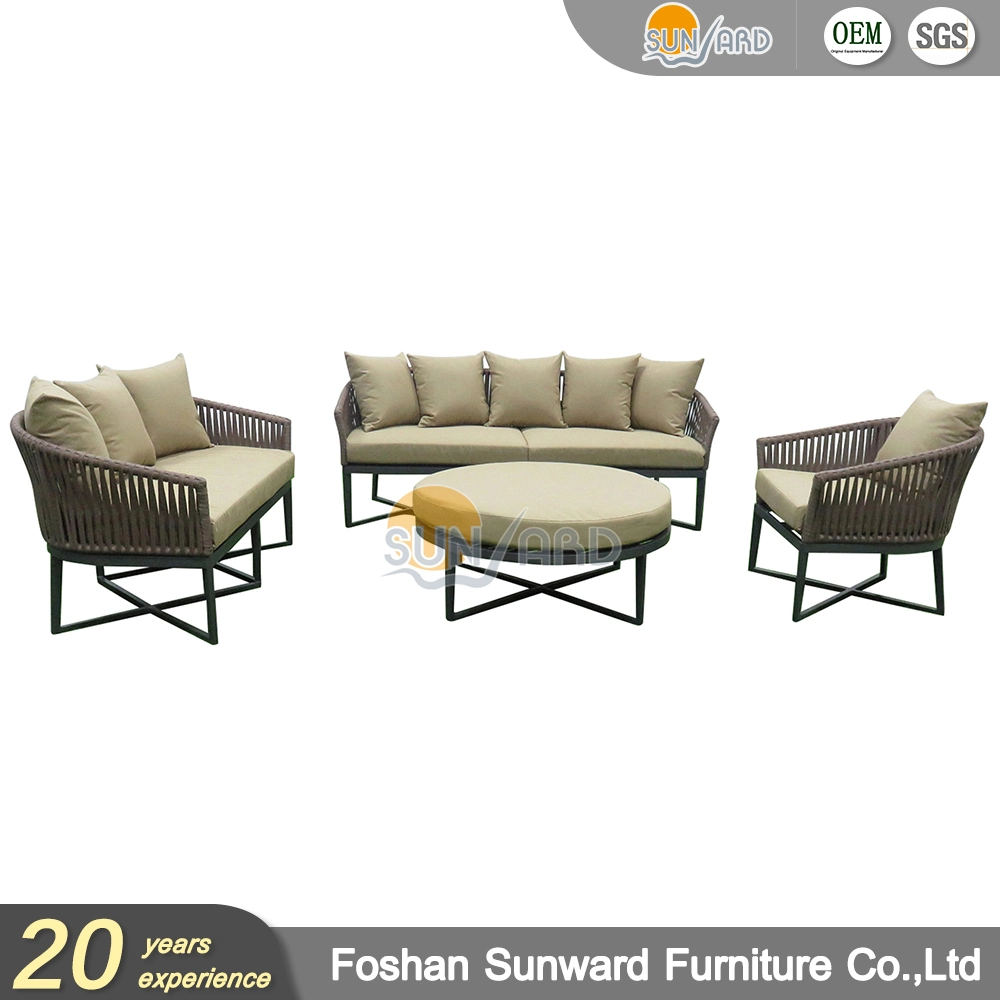 Outdoor Furniture Aluminum Dining Table Round Rattan Sofa Set Patio Sofa