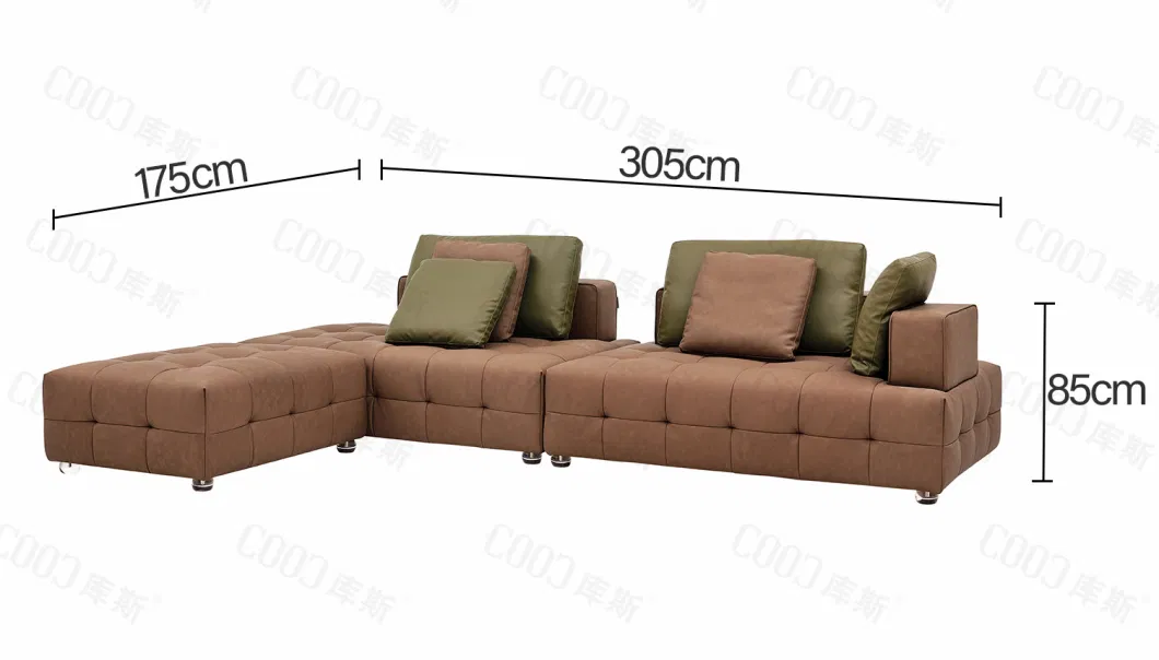Chinese Wholesale Modern Italian Villa Home Living Room Luxury L Shape Sectional Couch Tufted Genuine Leather Furniture Divan Sofa Set with Coffee Table