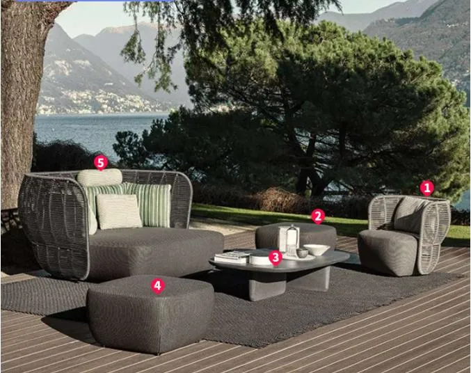Nordic Courtyard Leisure Rattan Terrace Garden Furniture Outdoor Sofa