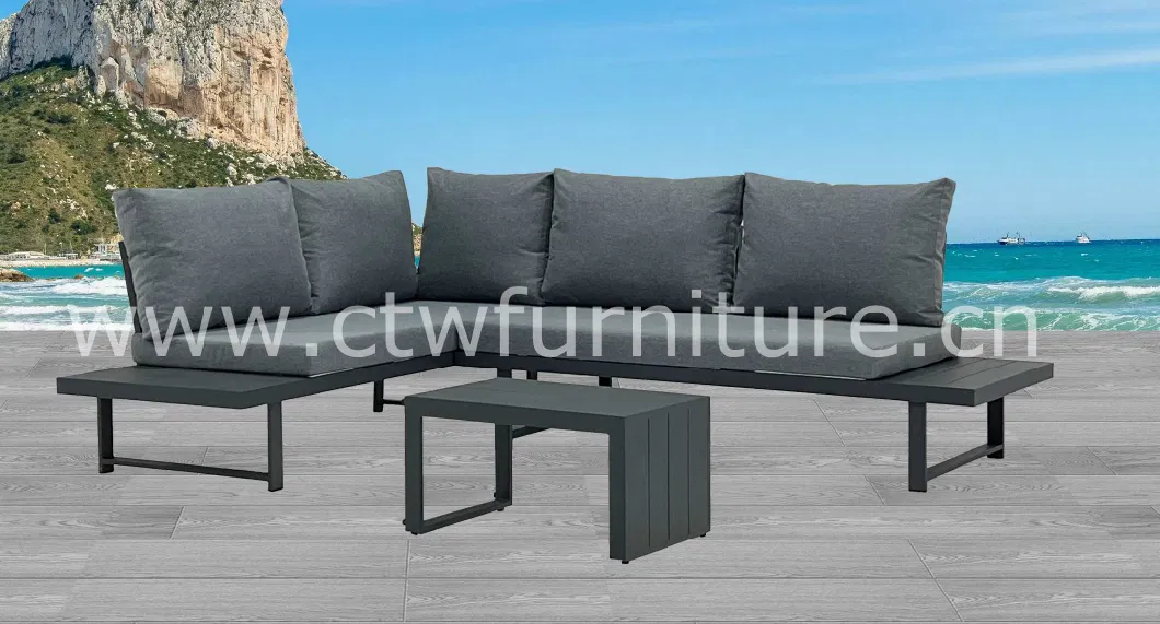 Outdoor Home Hotel Resort Balcony Furniture Aluminium Sectional Lounge Corner Sofa