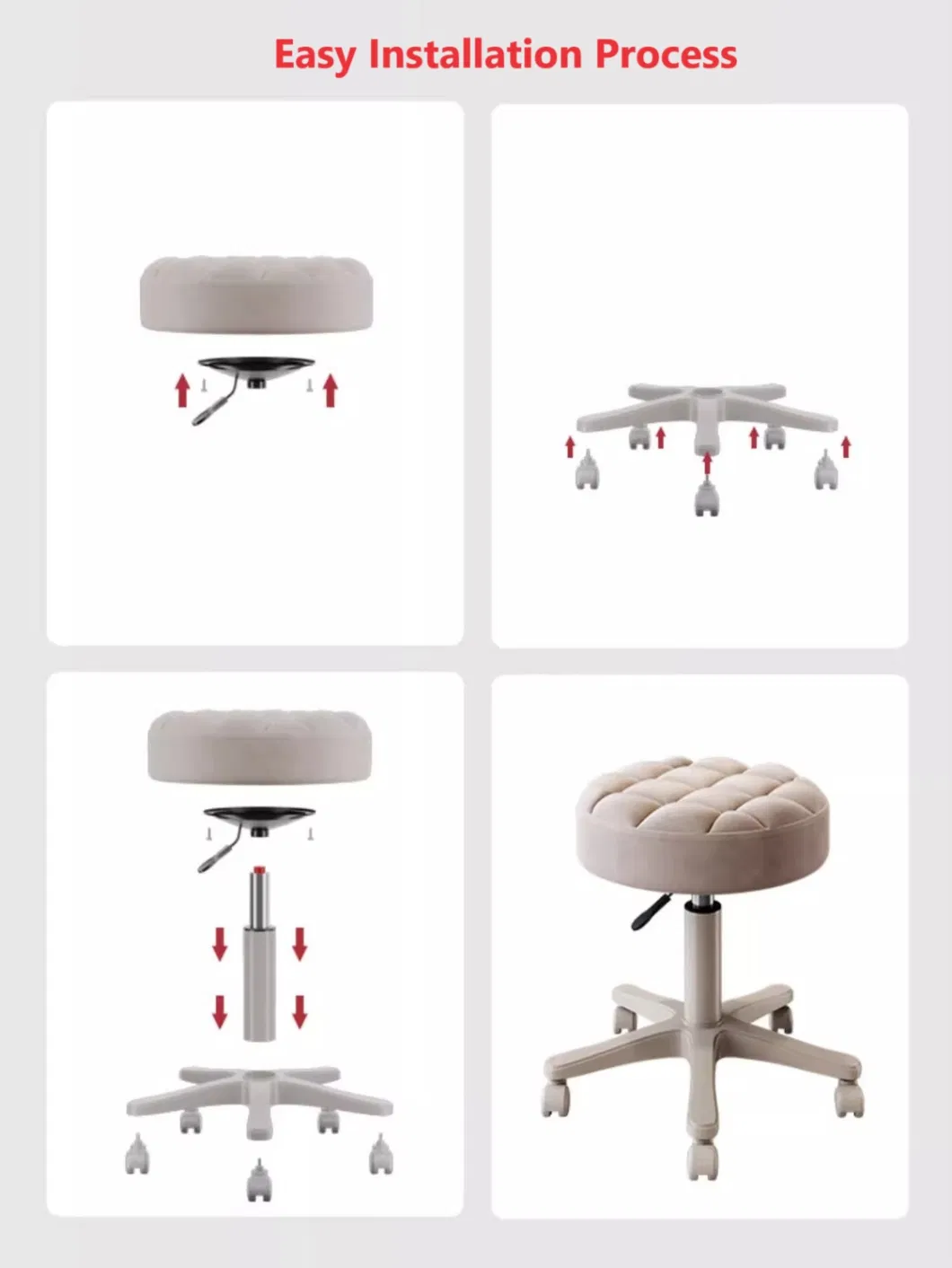 Adjustable Swivel Stool Chair for Kitchen Salon Bar Office Massage