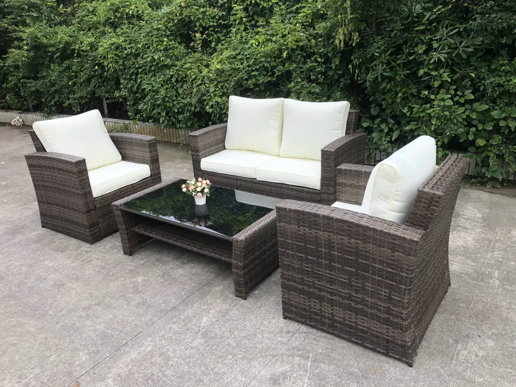 Outdoor Patio Wicker Rattan Sofa Set Brown (KD)