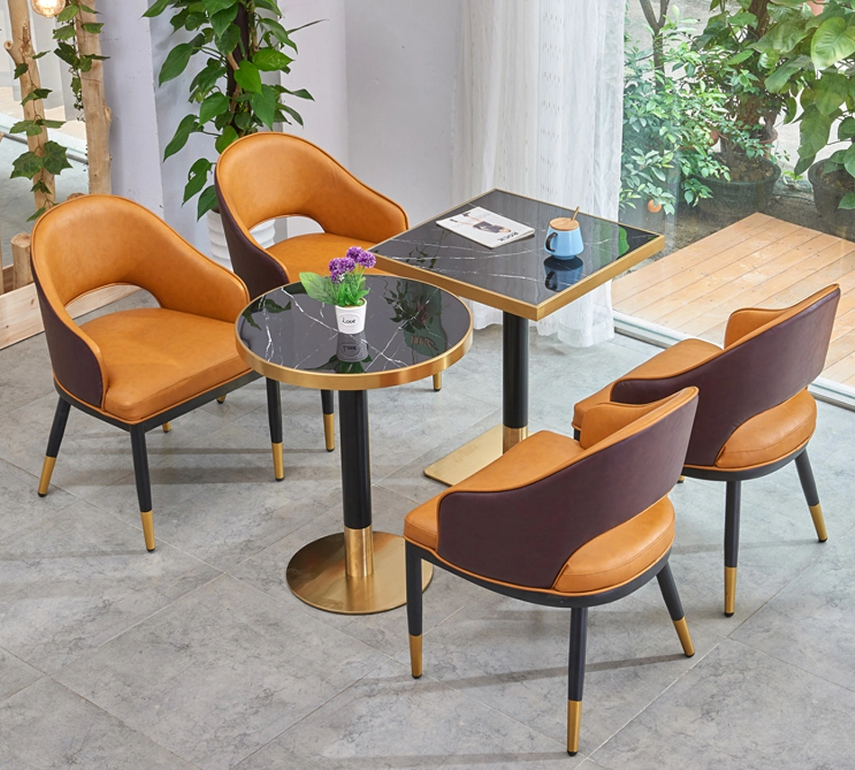 Modern Cafe Table Chairs Fast Food Dining Table Restaurant Set Furniture Bar Pub Table Chairs with Metal Leg