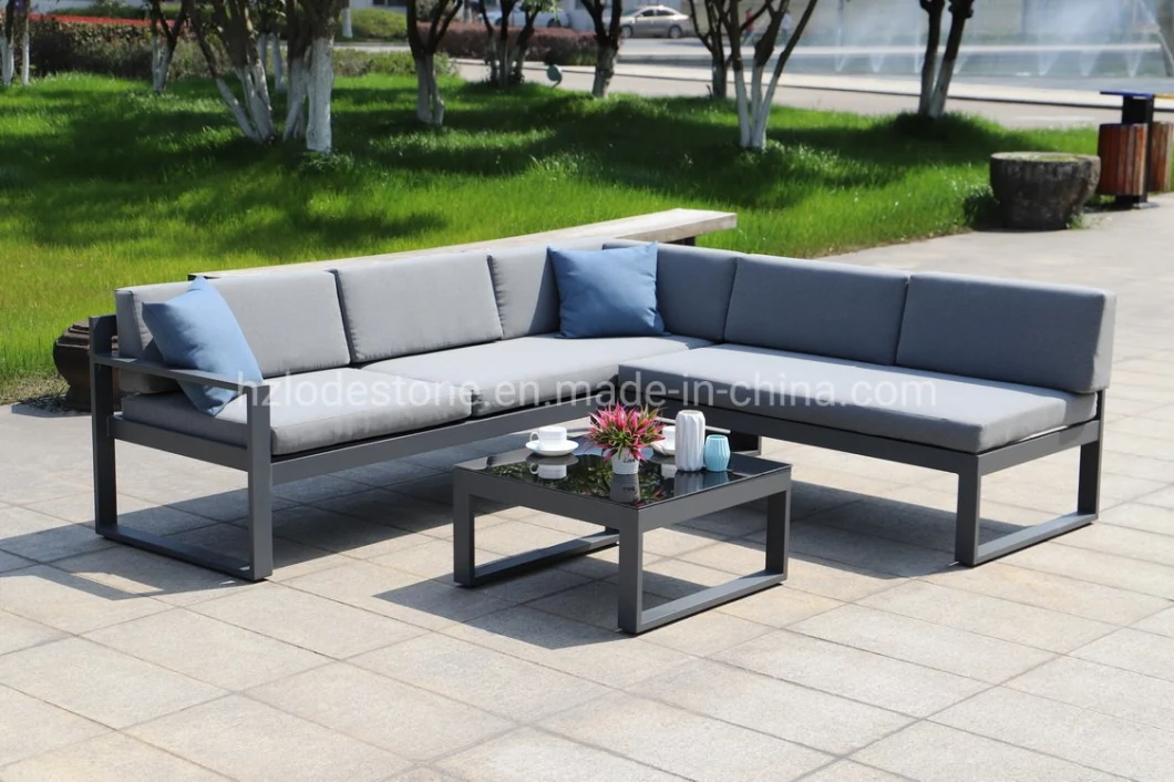 Hot Sale European Style Garden Sofa Set Modern Patio Aluminum Grey Outdoor Furniture