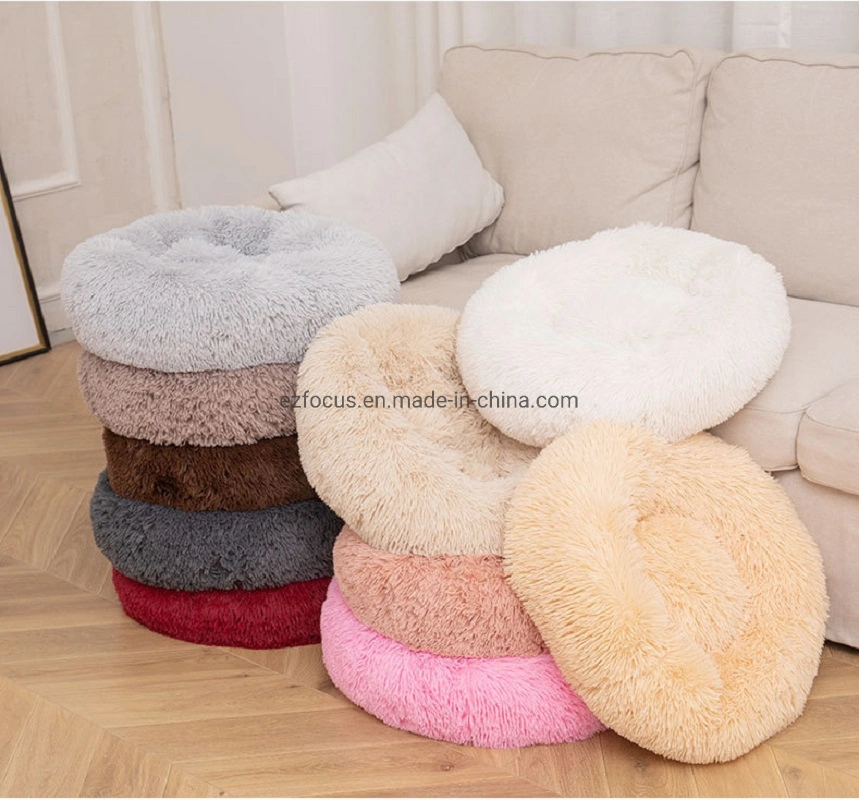 Puppy Soft Bed Faux Fur Bed Kitten Comfortable Bed Round Warming Bed Donut Pet Lounge Wbb16217