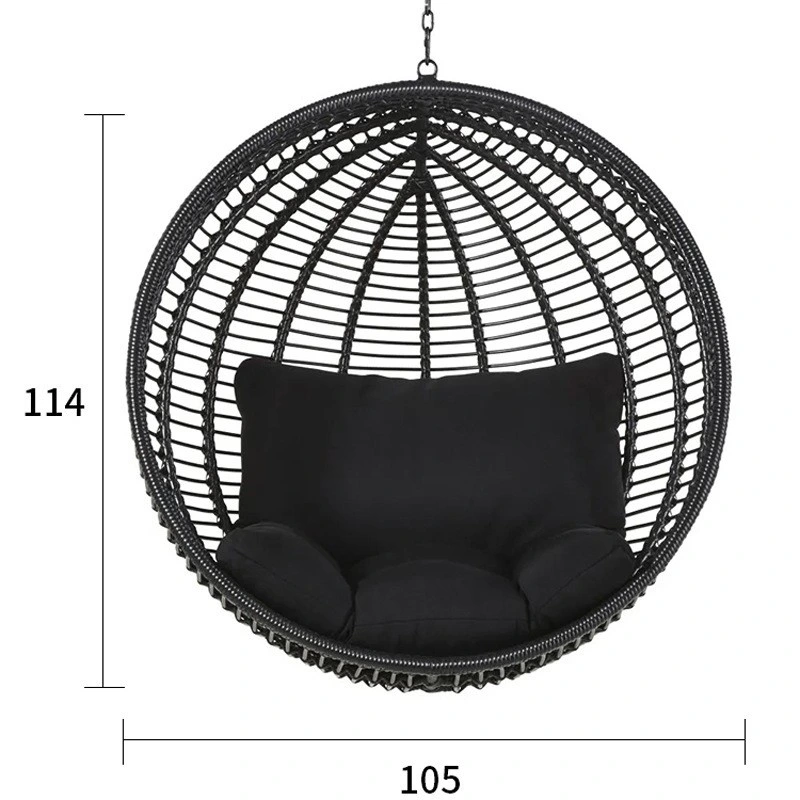 Modern Rattan Basket Balcony Single Seat Outdoor Swing Chair Handing Egg Shape Adult Patio Outdoor Furniture