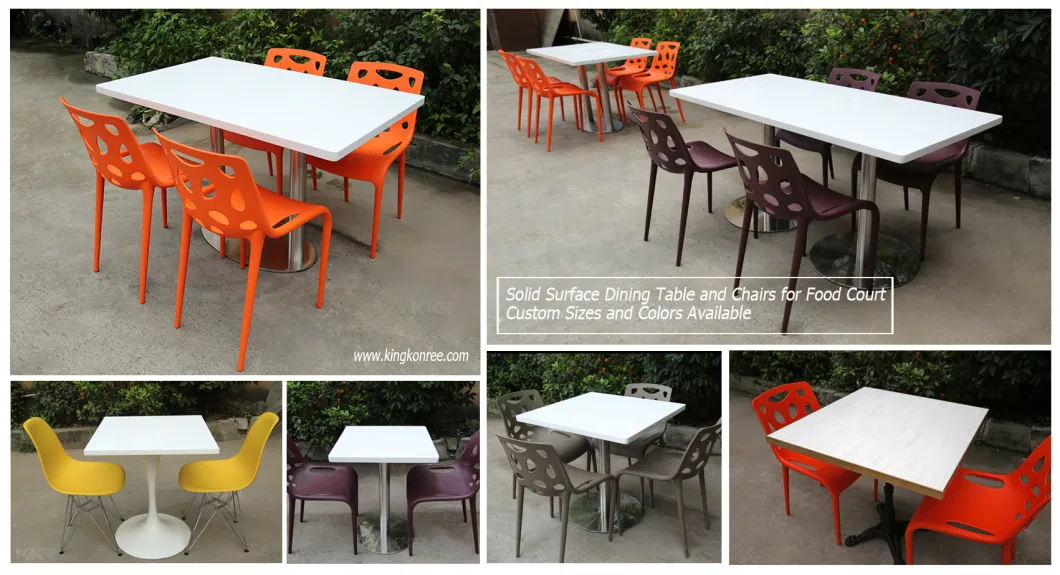 Modern Design Round/Square Solid Surface Worktop White Matt Long Dining Table Set