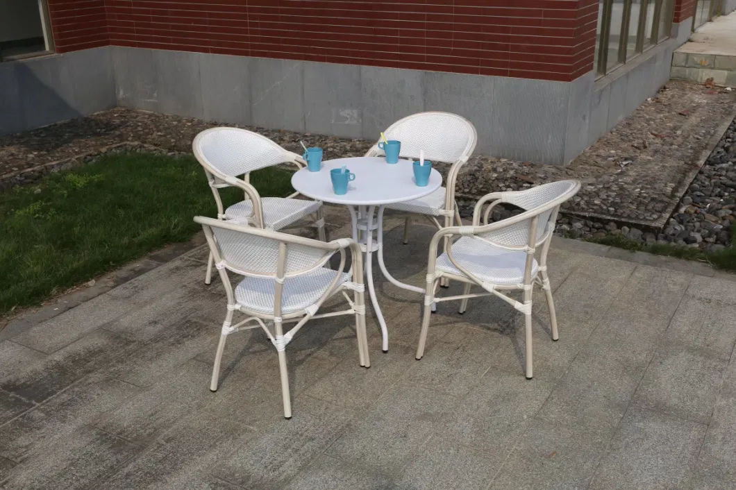 Contemporary and Contracted Leisure Outdoor Furniture White Milk Tea Shop Cafe Outdoor Garden Chairs and Tables Set Combination