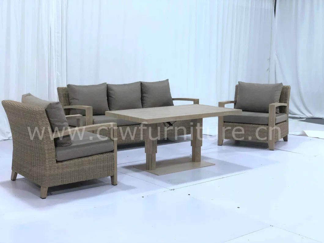 Patio Outdoor Garden Furniture Wicker Sofa Coffee Conversation Set Heat Transfer Printing