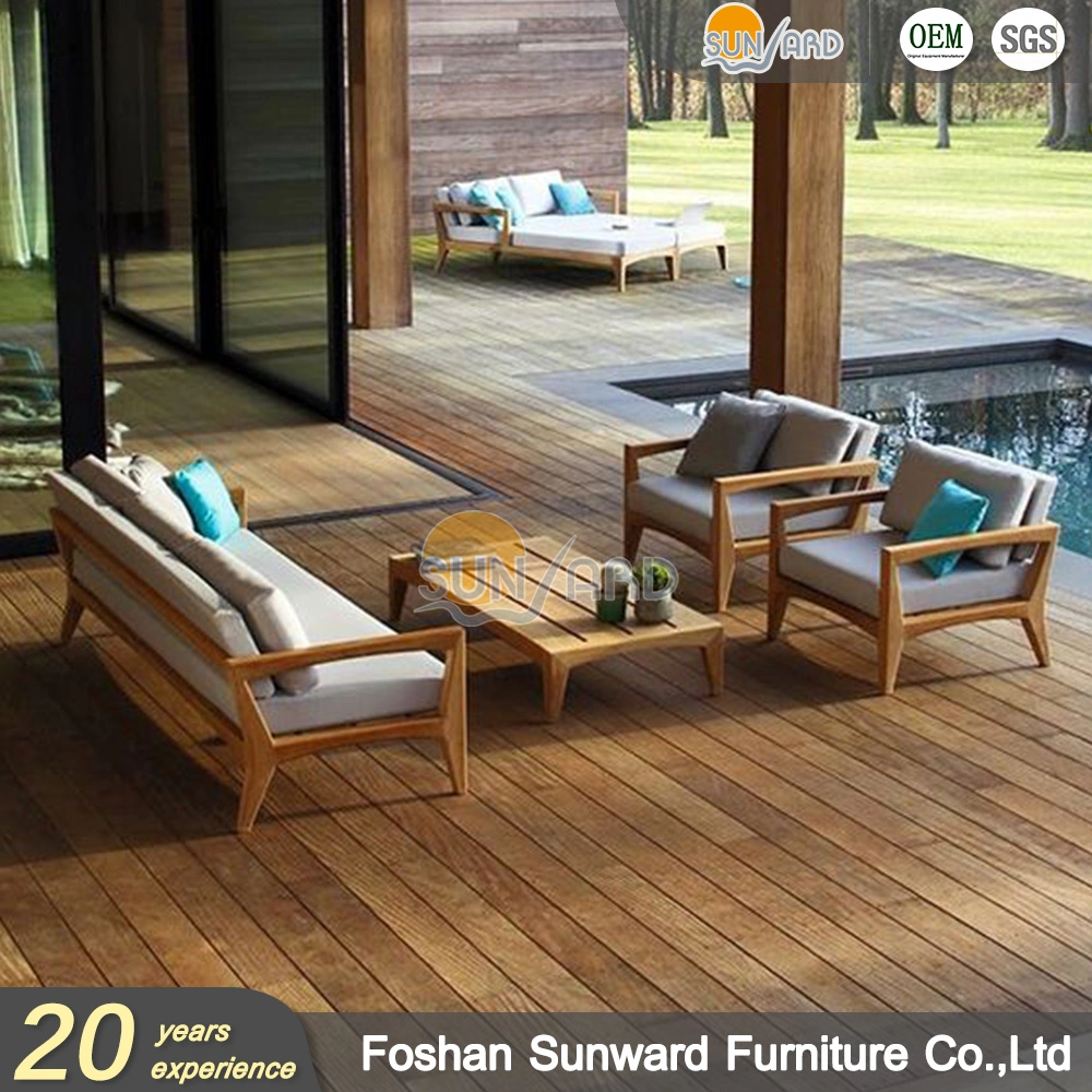 Chinese Foshan Wholesale Outdoor Patio Garden Terrace Teak Wood Sofa