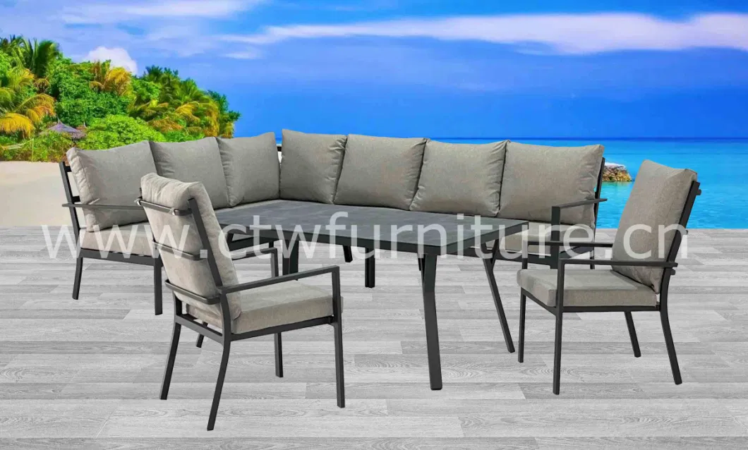 Outdoor Home Hotel Resort Balcony Furniture Aluminium Sectional Lounge Corner Sofa