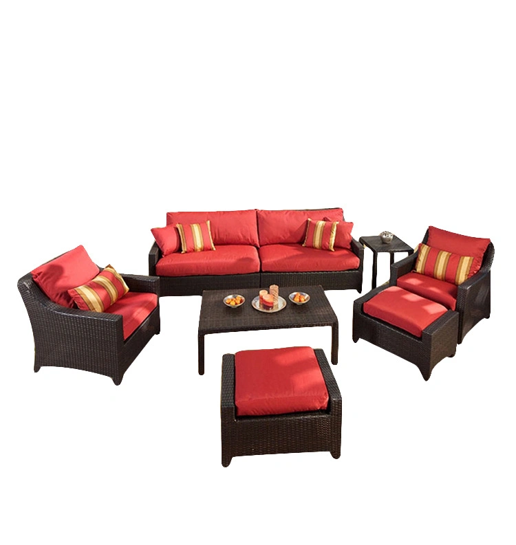 Outdoor Rattan Sectional Sofa/ Patio Wicker Furniture Set Conversation Sets with Storage Function Table/ Wicker Rattan Sofa