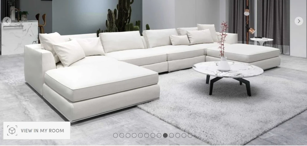 Wholesale Hotel Modern U Shaped Sectional Lobby Furniture Set Villa Home Living Room Cloud Couch Lounge Suite Corner White Leather Fabric Sleeper Sofa Cum Bed