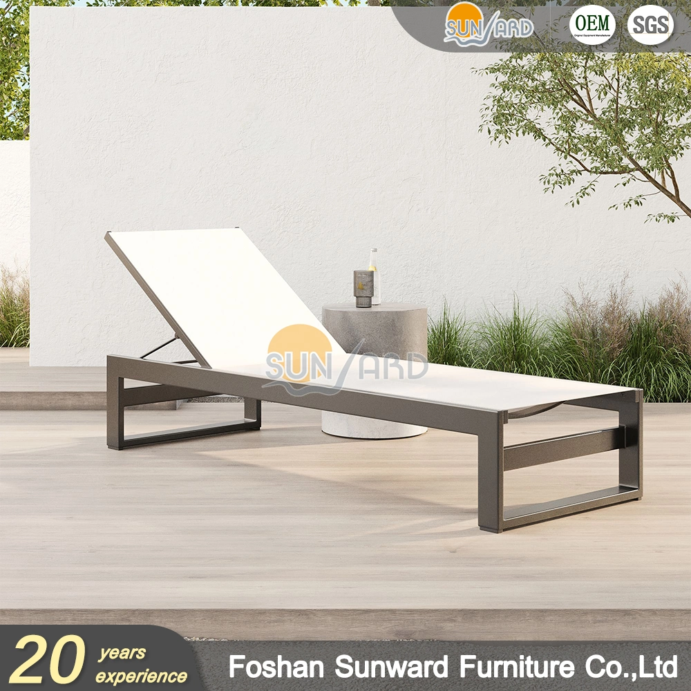 Modern Aluminum Patio Adjustable Chaise Lounge with Sunbathing Textilence for All Weather