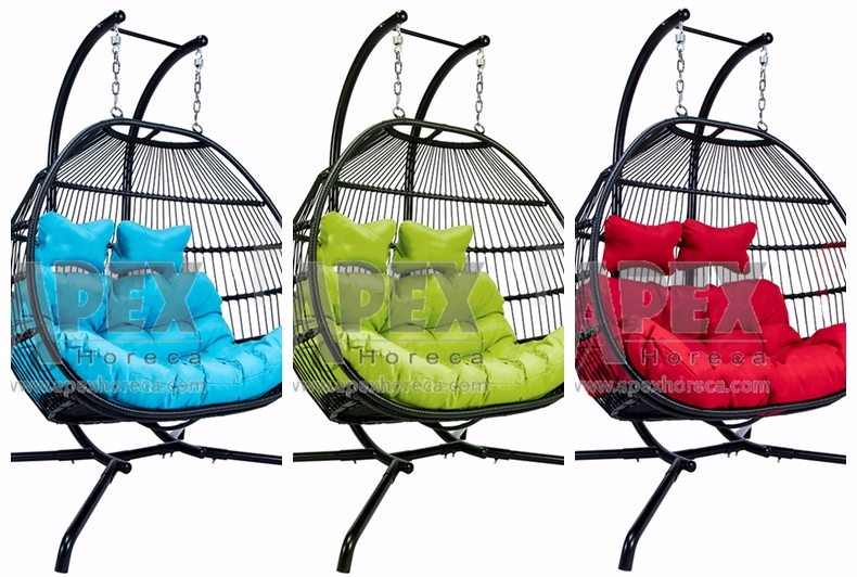 Outdoor Patio Hammock Chair Double Rattan Hanging Egg Shaped Swing Chair