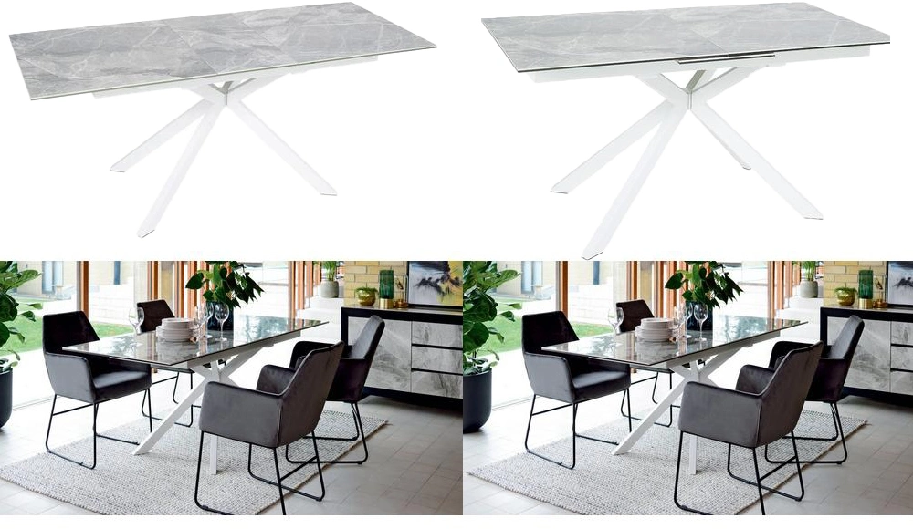 Home Kitchen Dining Restaurant Hotel Furniture Extendable MDF Gloss Steel Dining Table for Outdoor