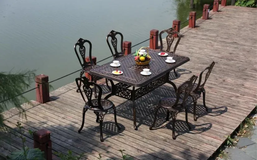 Classical Design Outdoor Cast Aluminum Table Set Gardent Furniture with Antique Style Chair Cast Aluminum Patio Chair Furniture