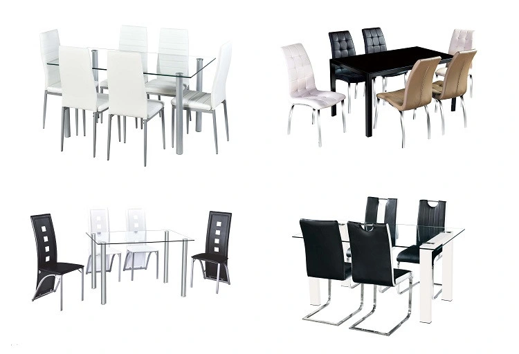 Good Price Living Room Furniture Modern Style Durable Modern 4 Chairs Glass Square Dining Table Set