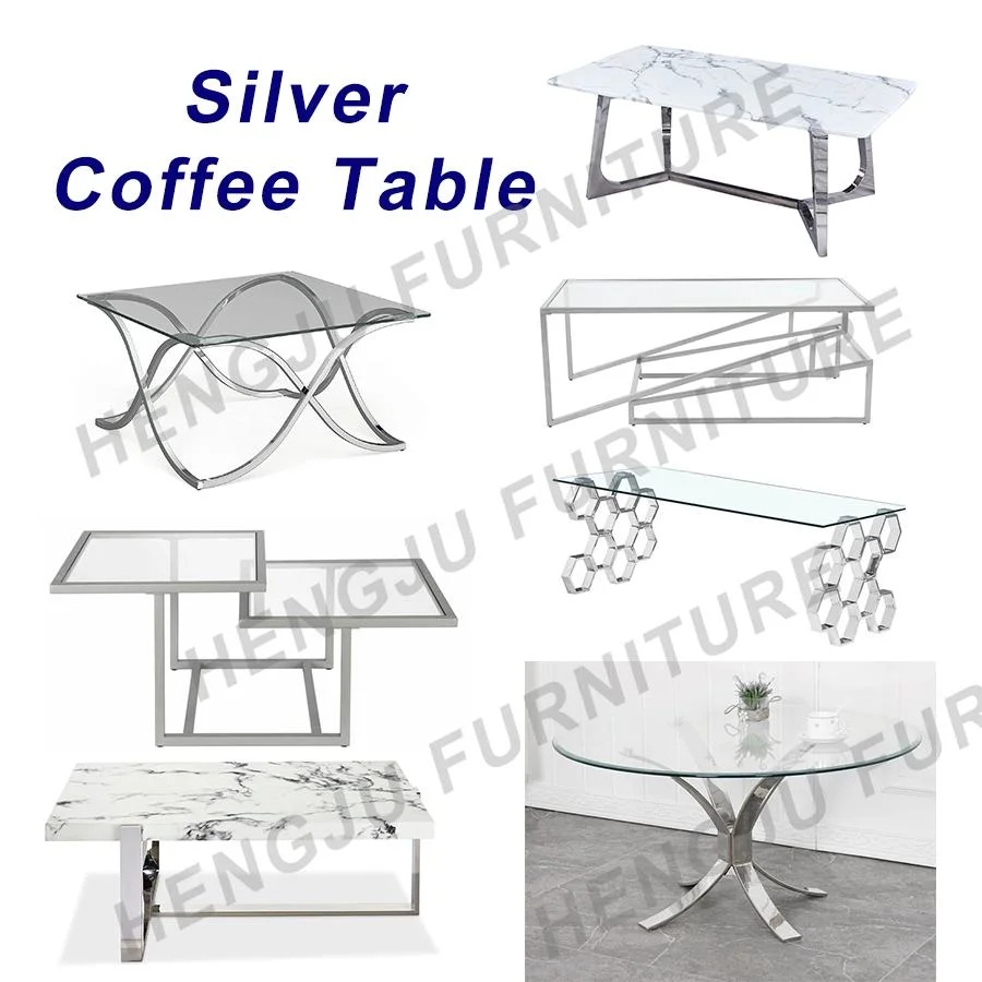 Modern Round Glass Coffee Table Center Steel Table for Living Room