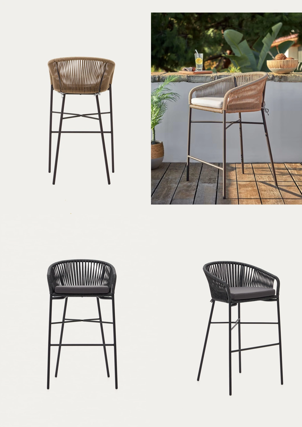 Modern Bar Chairs Bar Stools Home Rattan Armchairs Outdoor Restaurants Cafe