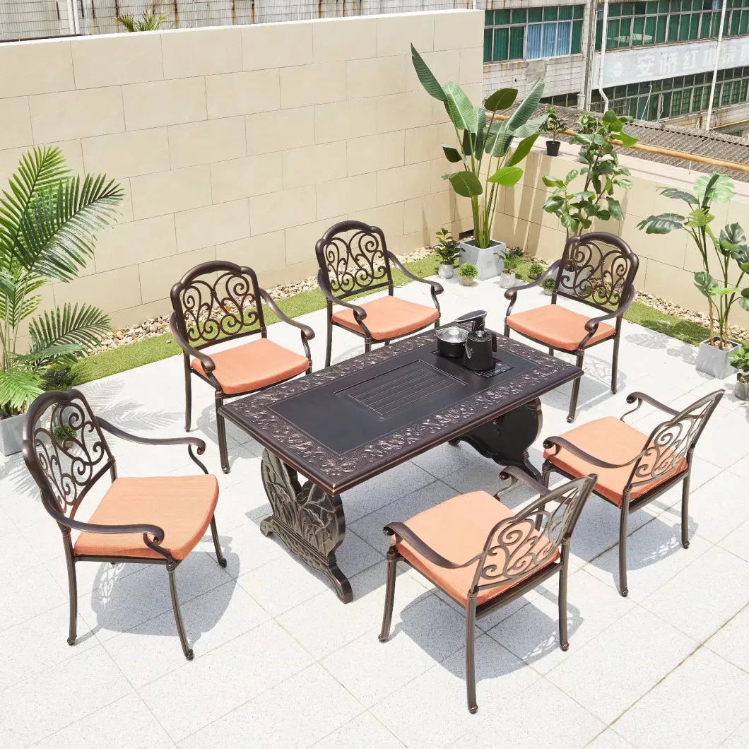 Outdoor Villa Courtyard Garden Simple Open-Air Balcony Leisure Commercial Cast Aluminum Desk and Chair Combination Furniture