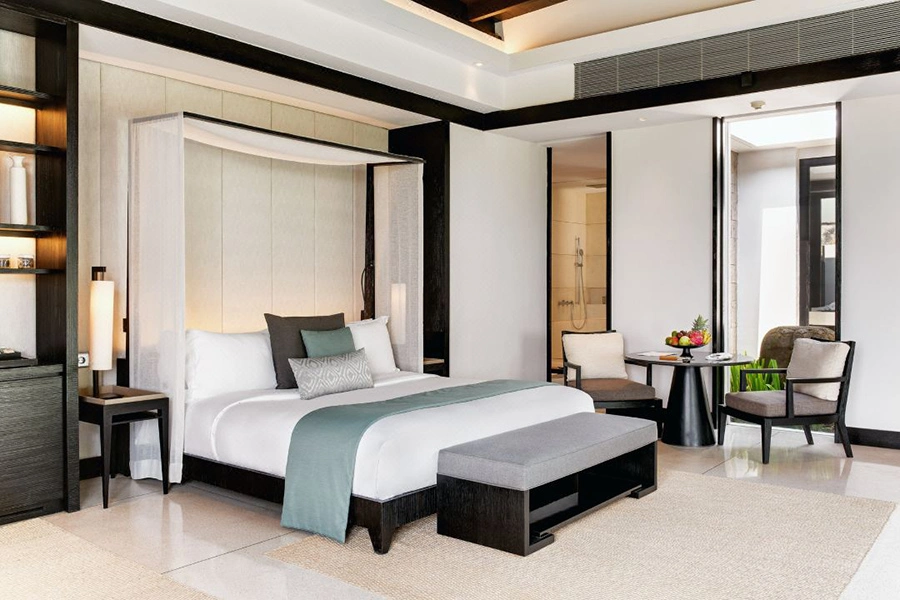 Modern Resort Beach Villa Hospitality Wooden Queen Bed Bedroom Sets 5 Star Four Seasons Luxury Hotel Room Furniture