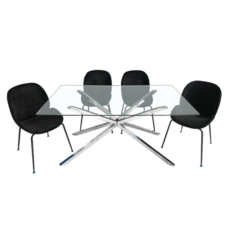 Modern Luxury Rectangle Glass Top Dining Table Dining Room Furniture