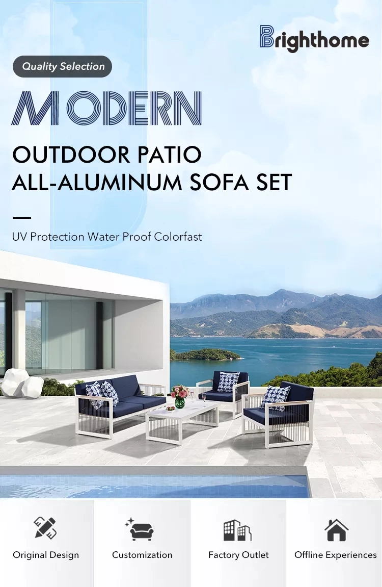 Modern Patio Leisure Aluminum Frame Outdoor Dining Furniture Rope Woven Sofa Set