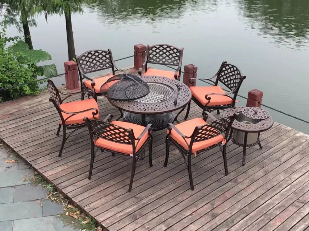 Antique Outdoor Patio Furniture Hot Sale Cast Aluminum Garden Balcony Dining Tables and Chairs Garden Chair Set