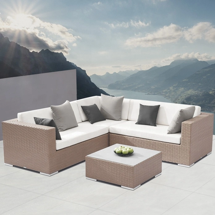Luxury China Beach Aluminum Wicker Sectional Conversation Set Patio Pool Corner Lounge Rattan Garden Furniture Outdoor Sofa