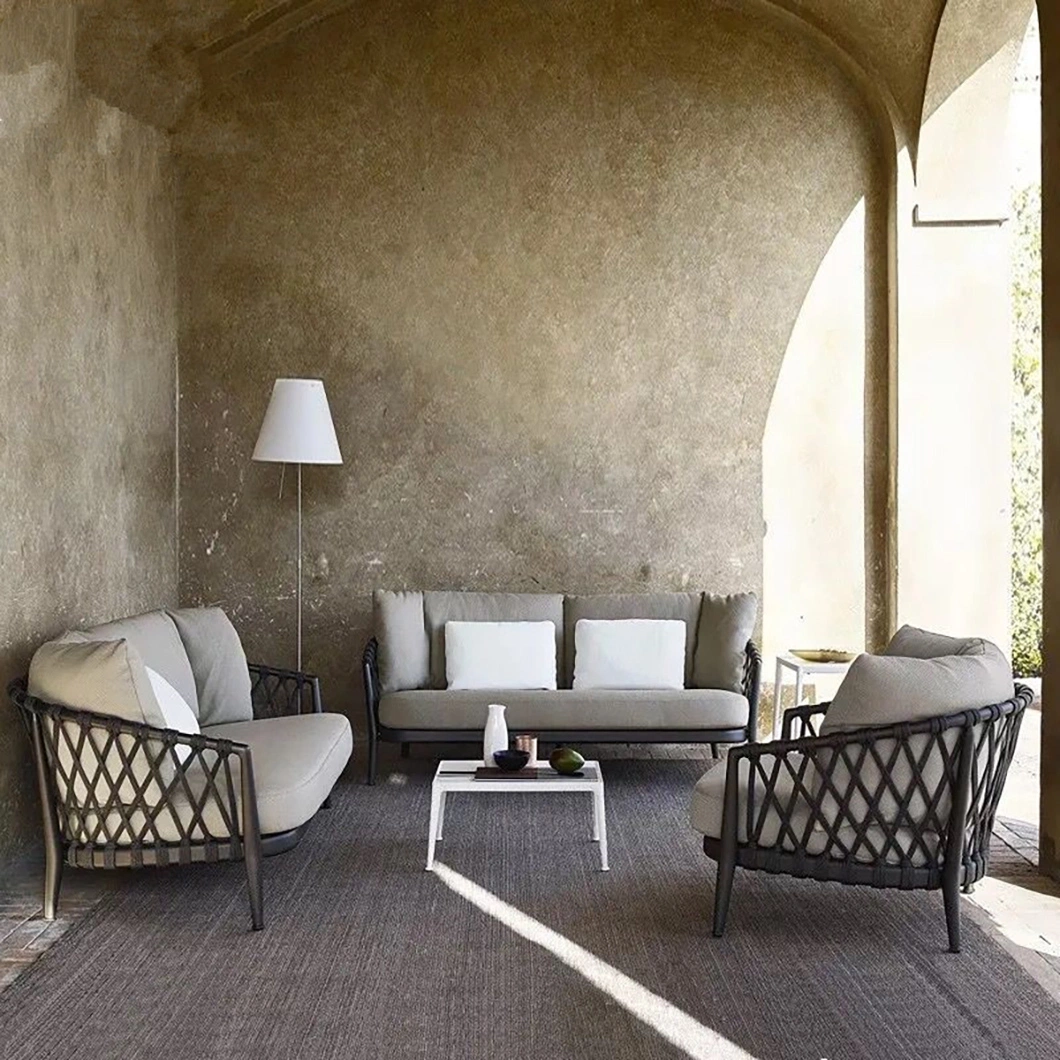 Modern Casual Design Outdoor Garden Furniture Aluminum Rope Sofa Set