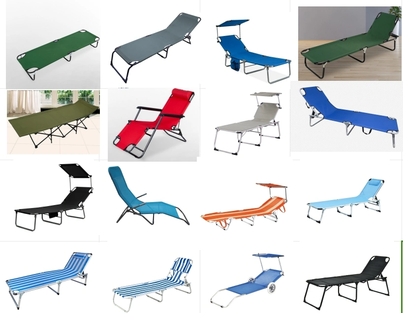 Beach Lounge Chair, Sunbathing Lounge Chair Folding Adjustable Recliner