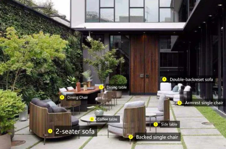 Modern Simple Aluminum Outdoor Furniture Sets Garden Lounge Comfortable Sofa