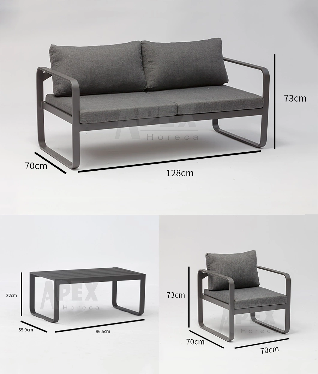 Modern Design Garden Terrace Casual Aluminum Furniture Combination Set Sofa