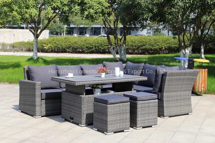 Hot Selling Wicker Steel Kd Garden Furniture Outdoor Corner Sofa Set